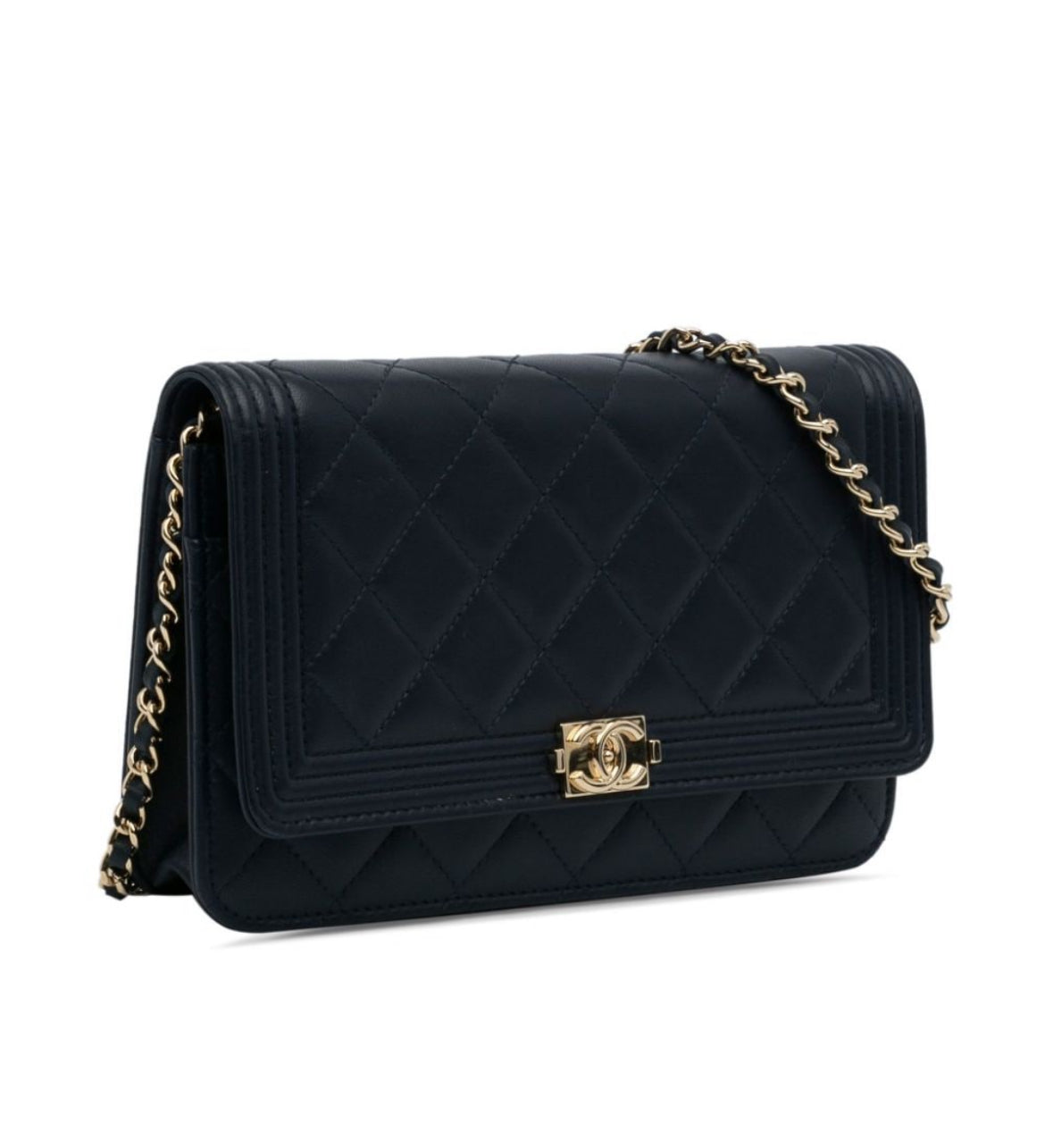 Carteira Chanel com corrente - Hardware dourado